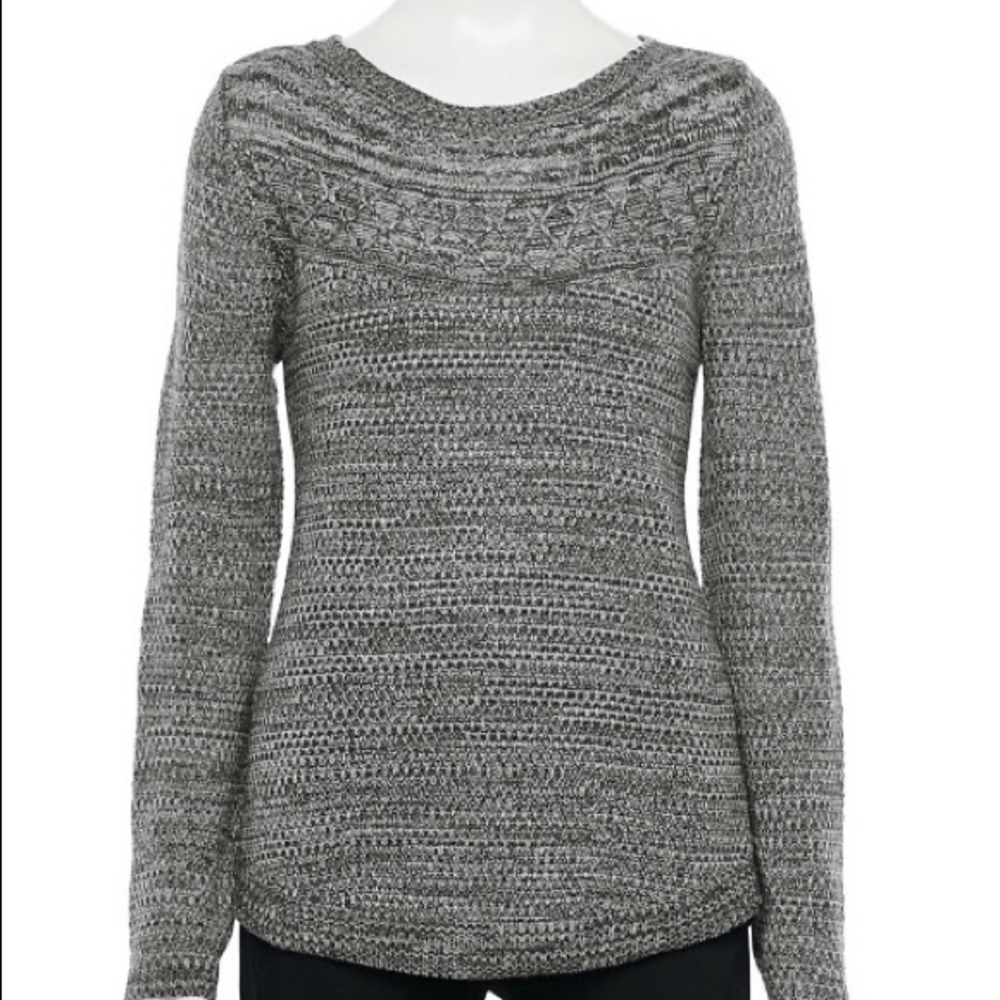 CROFT & BARROW Cable Knit Yoke Boatneck Sweater ❤️